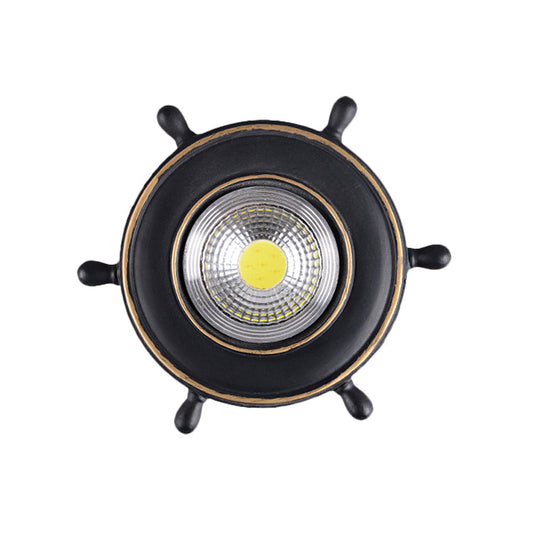 Nautical LED Ceiling Lamp in Black/Blue/Light Blue with Resin Shade - Flush Mount Lighting for Warm/White Light