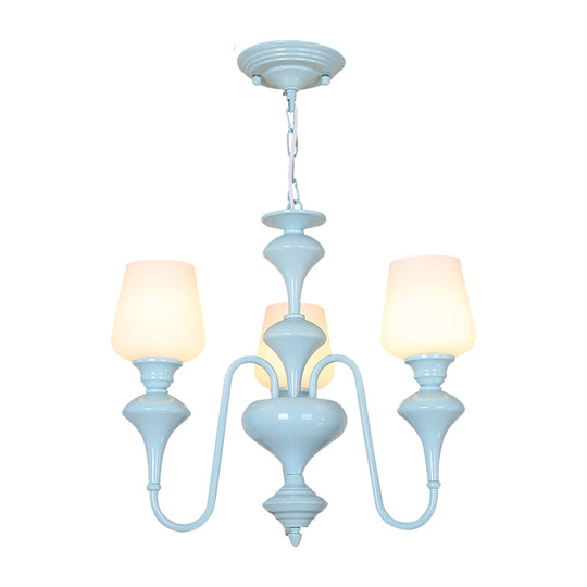 Blue Nordic Style Cylinder Chandelier: Metal Hanging Light for Study Room