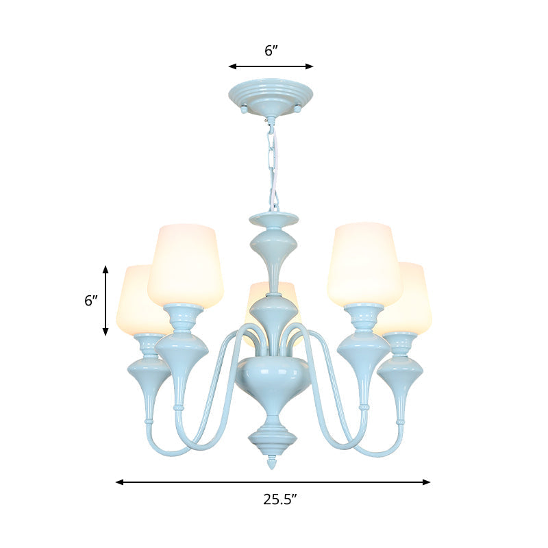 Blue Nordic Style Cylinder Chandelier: Metal Hanging Light for Study Room