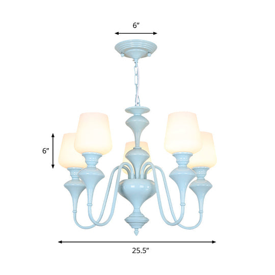 Blue Nordic Style Cylinder Chandelier: Metal Hanging Light for Study Room