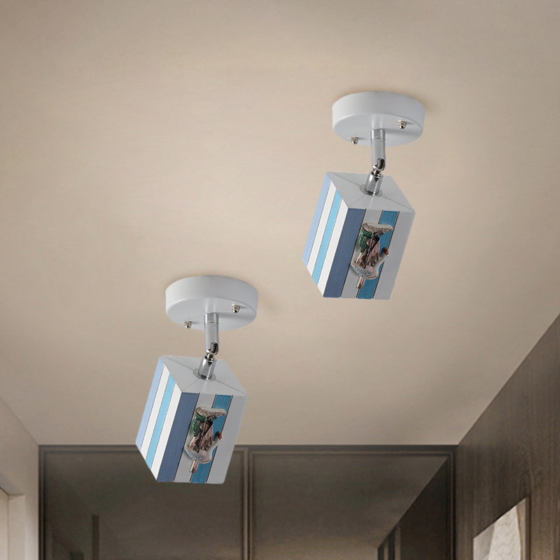 Modern Clear Resin Ceiling Light - 1 Bright Cube Design