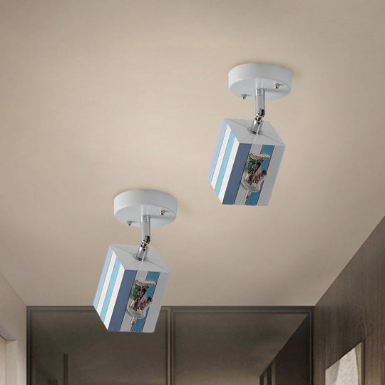 Modern Clear Resin Ceiling Light - 1 Bright Cube Design