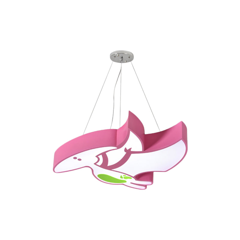 Kids Cartoon Pterosaur/Tyrannosaurus LED Chandelier - Acrylic Pink/Blue Hanging Light Fixture