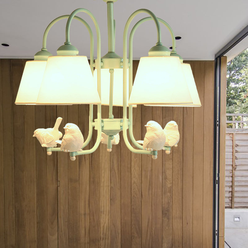 Nordic Green Metal Hanging Chandelier - Stylish Bucket Design for Restaurants