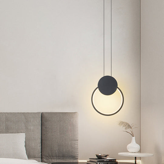 Contemporary LED Mini Pendant Light Kit with Adjustable Metal Shade in Black/White - Warm/White Lighting