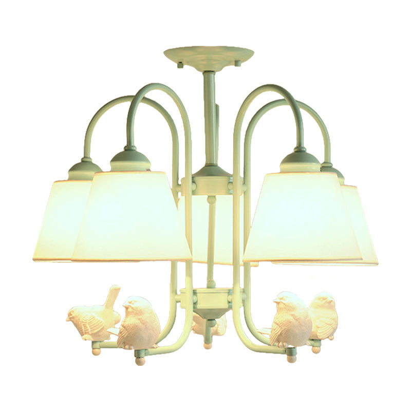 Nordic Green Metal Hanging Chandelier - Stylish Bucket Design for Restaurants