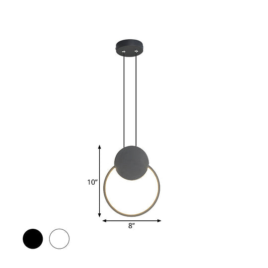 Contemporary LED Mini Pendant Light Kit with Adjustable Metal Shade in Black/White - Warm/White Lighting