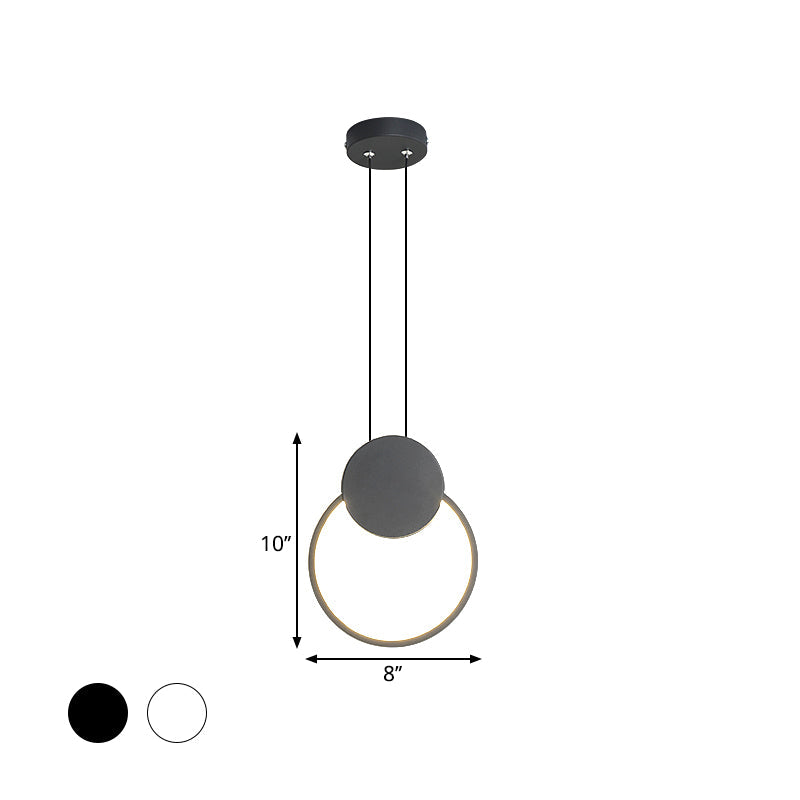 Contemporary LED Mini Pendant Light Kit with Adjustable Metal Shade in Black/White - Warm/White Lighting