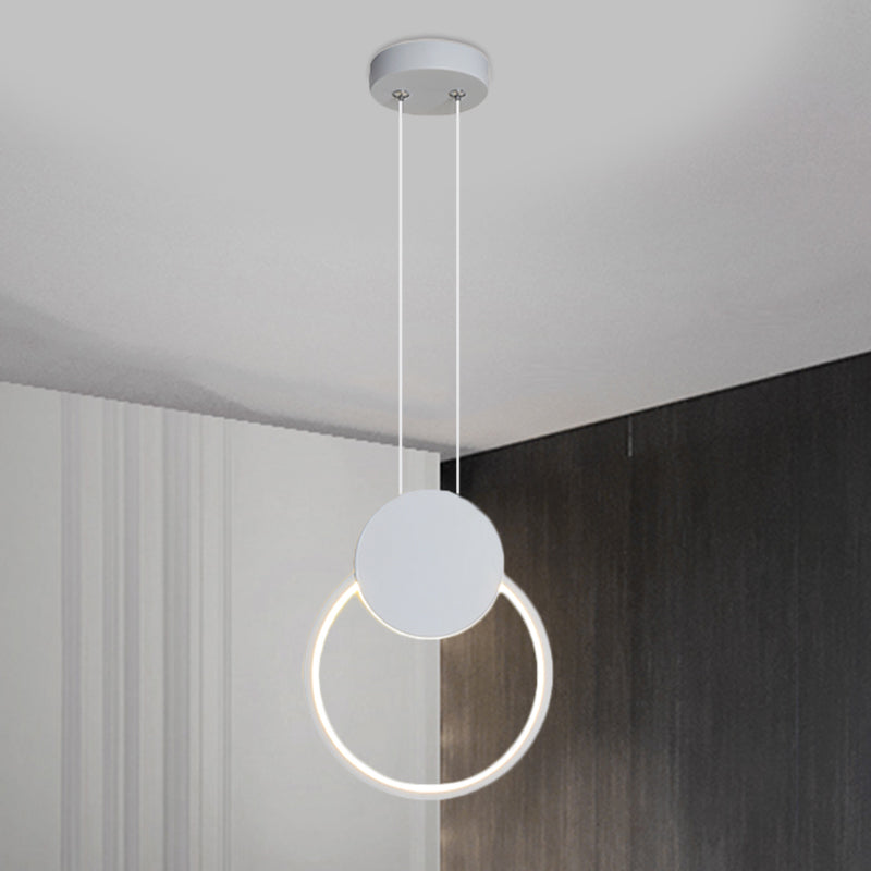 Contemporary LED Mini Pendant Light Kit with Adjustable Metal Shade in Black/White - Warm/White Lighting