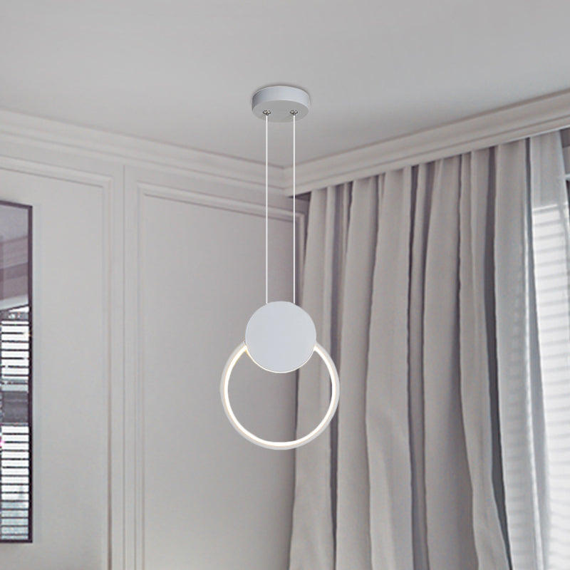 Contemporary LED Mini Pendant Light Kit with Adjustable Metal Shade in Black/White - Warm/White Lighting