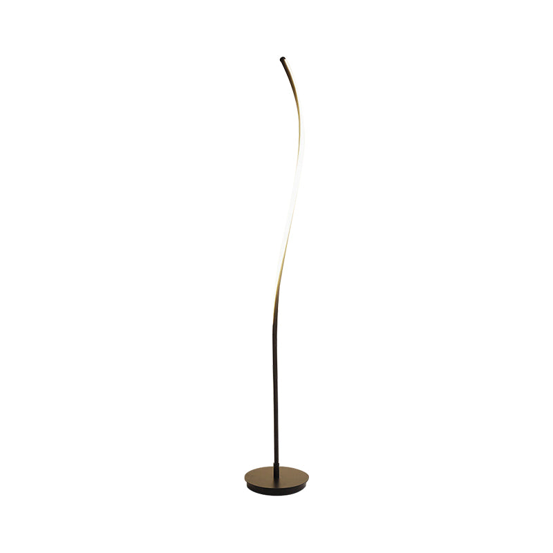 Modernist LED Spiral Floor Lamp for Drawing Room - Black/White Metallic Reading Light