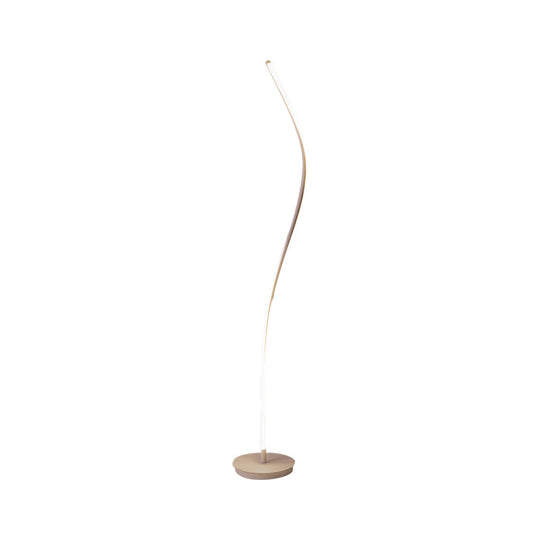 Modernist LED Spiral Floor Lamp for Drawing Room - Black/White Metallic Reading Light