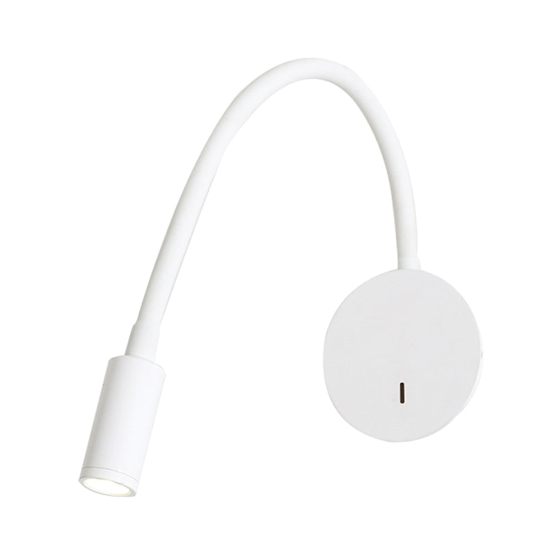 Silicone and Metal LED Adjustable Cylinder Reading Wall Light in Contemporary Black/White Design