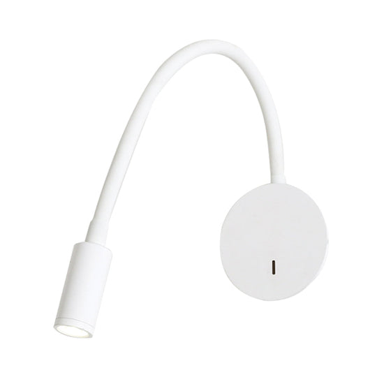 Silicone and Metal LED Adjustable Cylinder Reading Wall Light in Contemporary Black/White Design