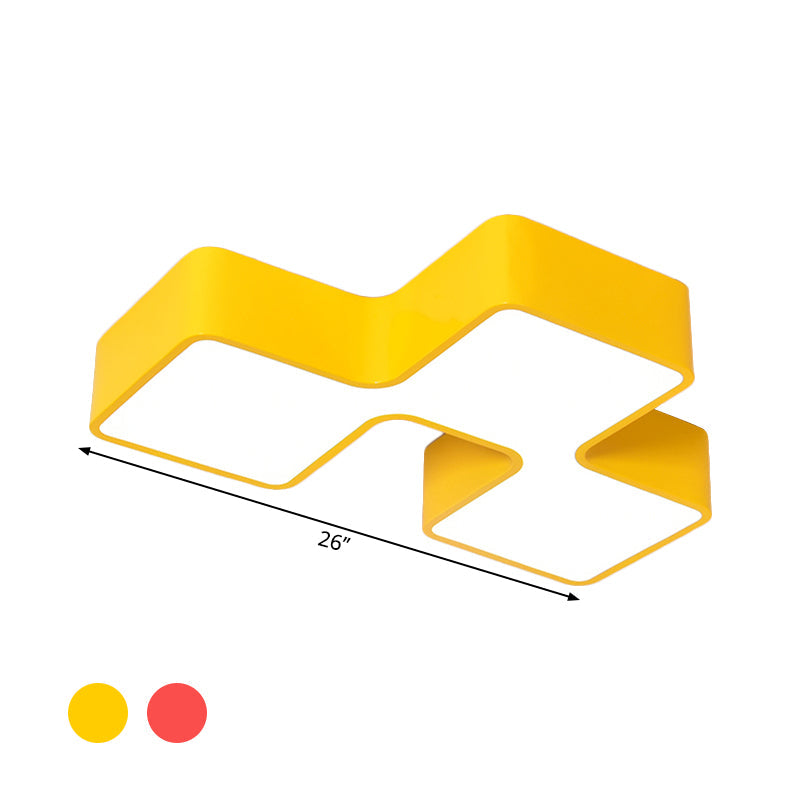 Kids' LED Flushmount Light in Red/Yellow - Building Block Kindergarten Design