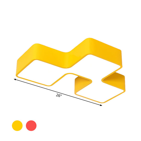 Kids' LED Flushmount Light in Red/Yellow - Building Block Kindergarten Design