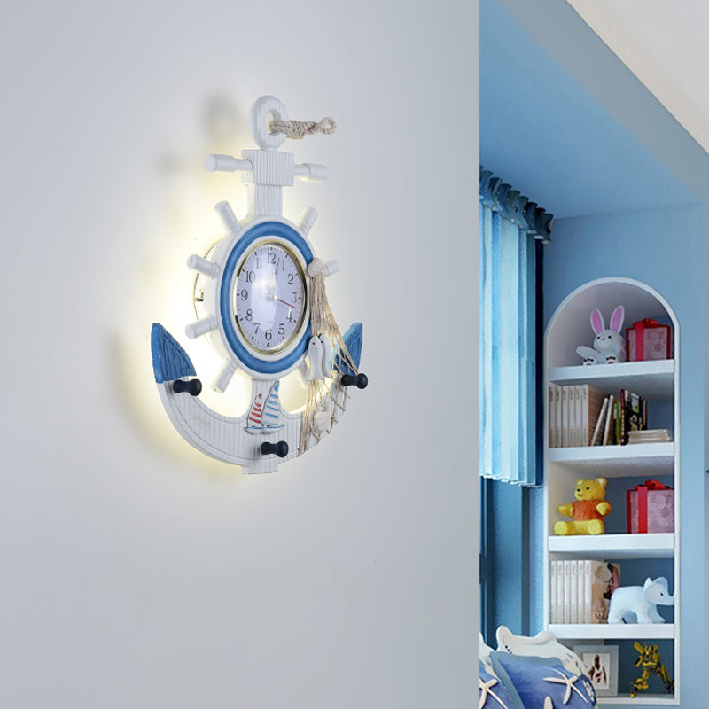 Children Style Metal Anchor Wall Sconce with Clock Design and LED Warm/White Light