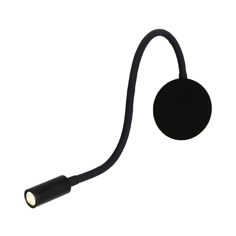 Silicone and Metal LED Adjustable Cylinder Reading Wall Light in Contemporary Black/White Design
