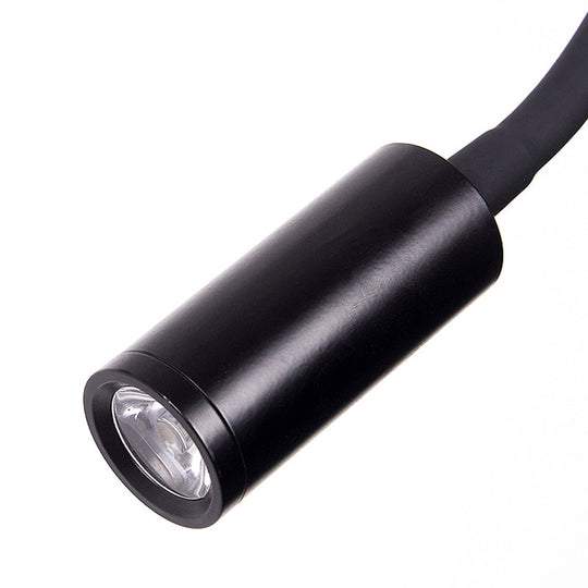 Silicone and Metal LED Adjustable Cylinder Reading Wall Light in Contemporary Black/White Design