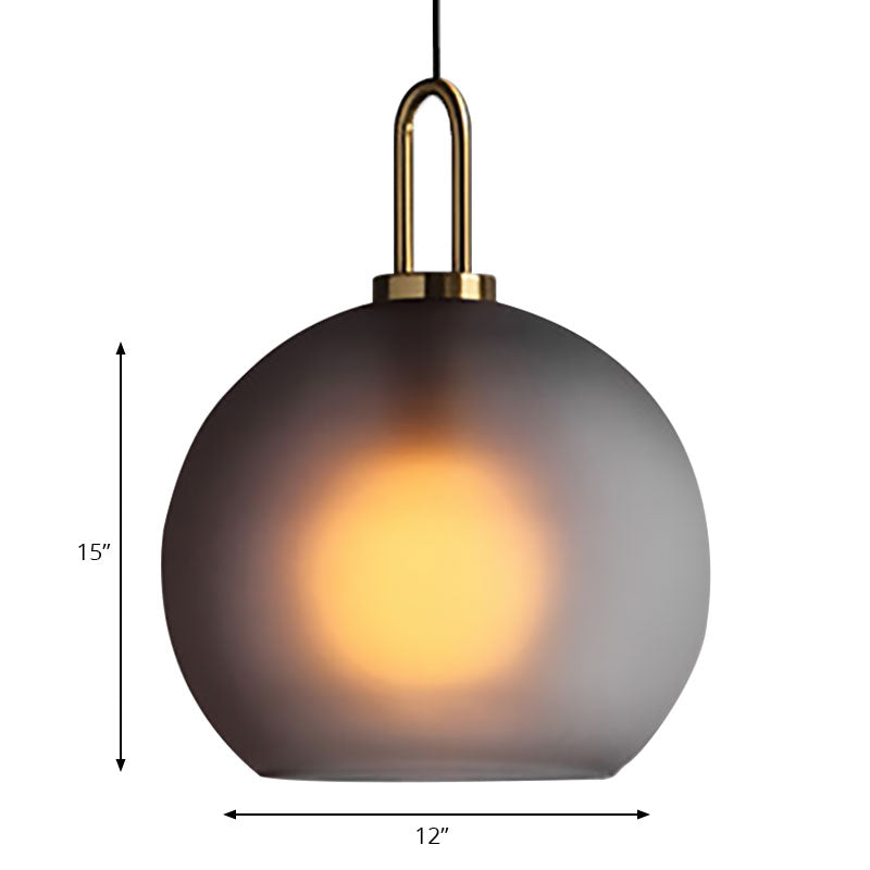 Modern Brass Pendant Lamp with Clear/Smoky Glass Shade - 1 Light, 8"/10"/12" Wide