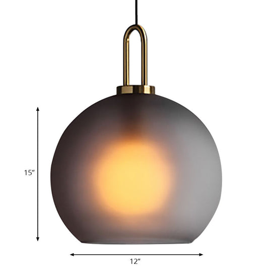 Modern Brass Pendant Lamp with Clear/Smoky Glass Shade - 1 Light, 8"/10"/12" Wide
