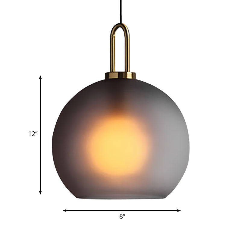 Modern Brass Pendant Lamp with Clear/Smoky Glass Shade - 1 Light, 8"/10"/12" Wide