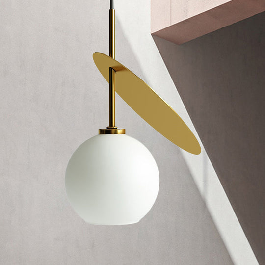 Contemporary Glass Globe Pendant Light with Metallic Circle - Ideal for Restaurants