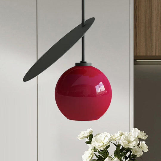Contemporary Glass Globe Pendant Light with Metallic Circle - Ideal for Restaurants