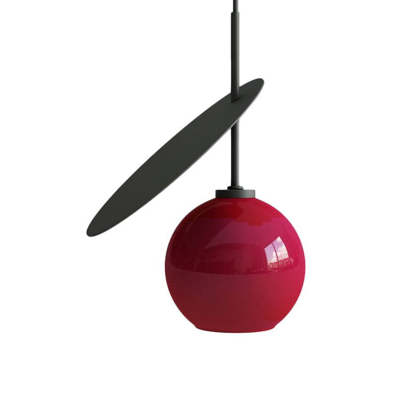 Contemporary Glass Globe Pendant Light with Metallic Circle - Ideal for Restaurants
