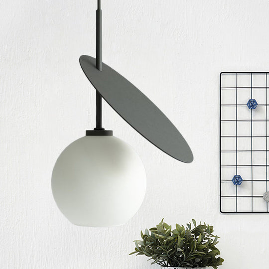 Contemporary Glass Globe Pendant Light with Metallic Circle - Ideal for Restaurants