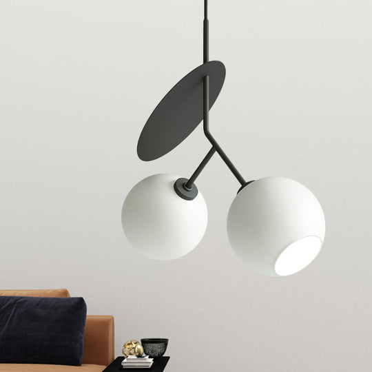 Contemporary Glass Globe Pendant Light with Metallic Circle - Ideal for Restaurants