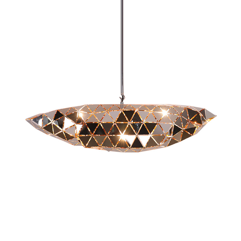 Metallic Polyhedron Pendant Light - Modern Hanging Lamp for Dining Table - 1 Light