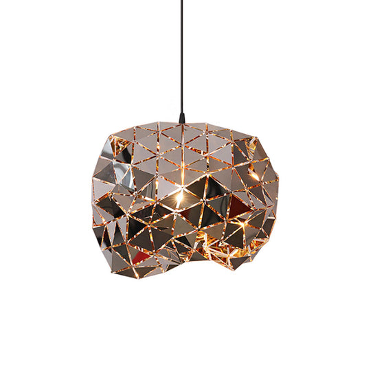 Metallic Polyhedron Pendant Light - Modern Hanging Lamp for Dining Table - 1 Light