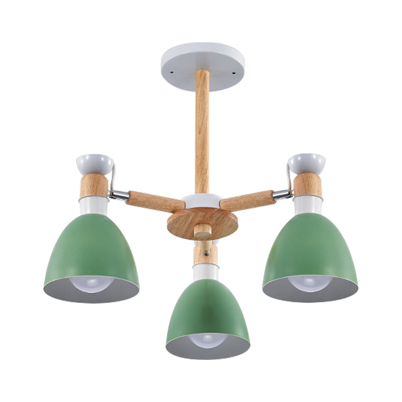 Study Room Ceiling Mount Light - Domed Metal Ceiling Lamp with 3 Macaron Lights