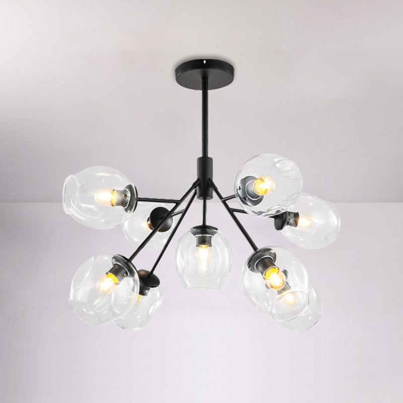 Modern Gold Finish Clear Glass Branching Chandelier - 7/9/13 Heads - Simple Ceiling Pendant Light