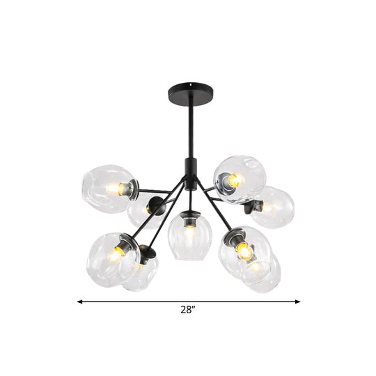 Modern Gold Finish Clear Glass Branching Chandelier - 7/9/13 Heads - Simple Ceiling Pendant Light