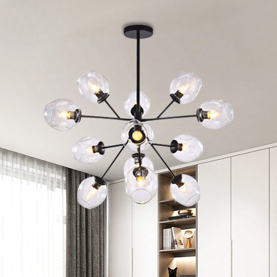 Modern Gold Finish Clear Glass Branching Chandelier - 7/9/13 Heads - Simple Ceiling Pendant Light