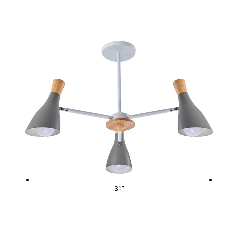 Macaron Loft Chandelier: Baby Bedroom Hanging Light with 3 Metal Lights