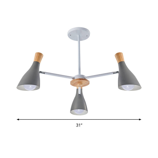 Macaron Loft Chandelier: Baby Bedroom Hanging Light with 3 Metal Lights