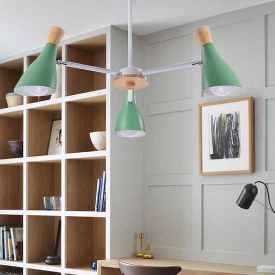 Macaron Loft Chandelier: Baby Bedroom Hanging Light with 3 Metal Lights