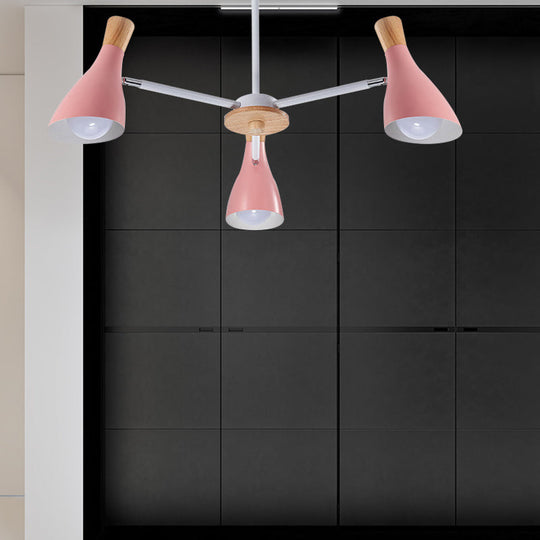 Macaron Loft Chandelier: Baby Bedroom Hanging Light with 3 Metal Lights