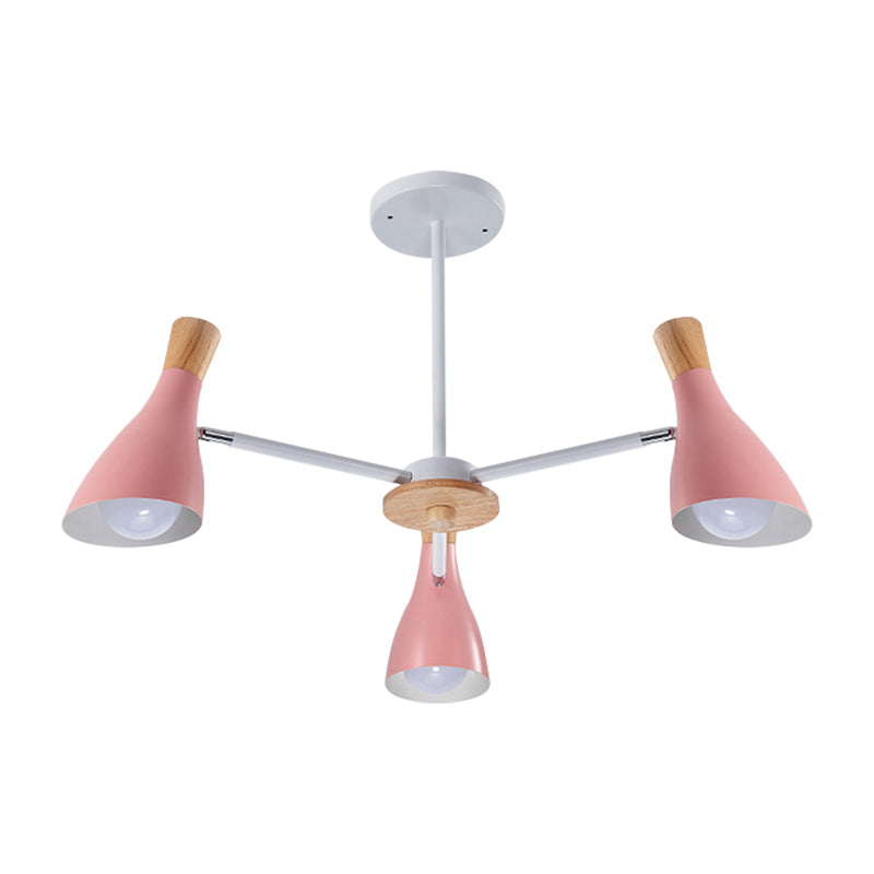Macaron Loft Chandelier: Baby Bedroom Hanging Light with 3 Metal Lights
