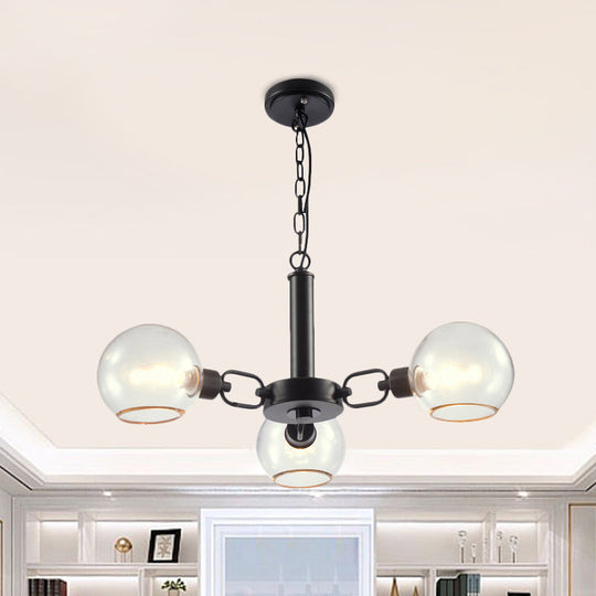 Modern Globe Chandelier: Black/Gold/White | 3/6 Light Pendant for Living Room
