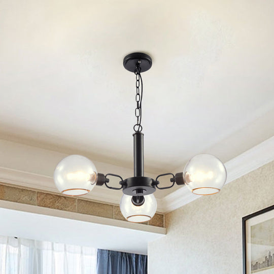 Modern Globe Chandelier: Black/Gold/White | 3/6 Light Pendant for Living Room