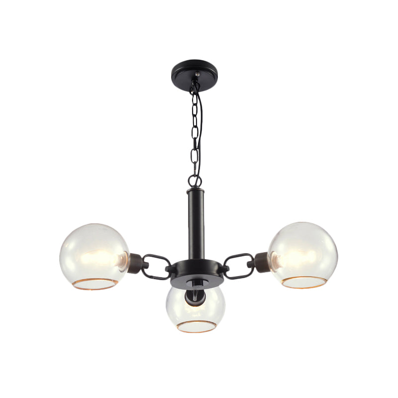 Modern Globe Chandelier: Black/Gold/White | 3/6 Light Pendant for Living Room
