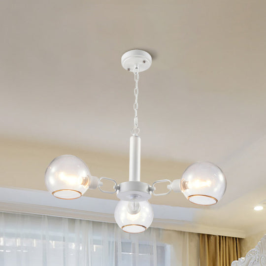 Modern Globe Chandelier: Black/Gold/White | 3/6 Light Pendant for Living Room