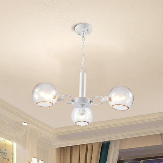Modern Globe Chandelier: Black/Gold/White | 3/6 Light Pendant for Living Room