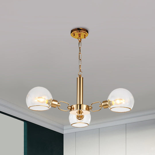 Modern Globe Chandelier: Black/Gold/White | 3/6 Light Pendant for Living Room
