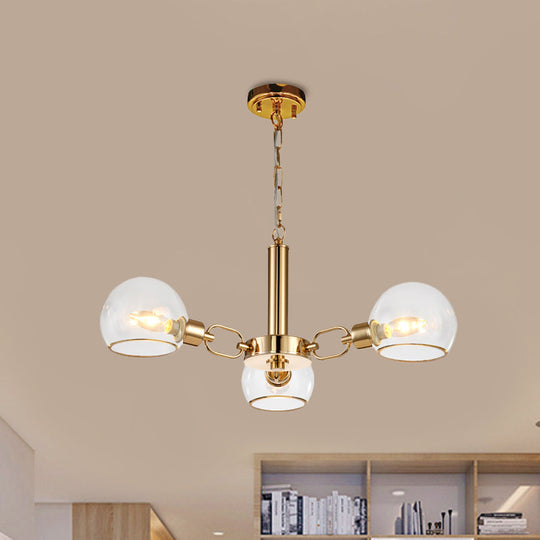 Modern Globe Chandelier: Black/Gold/White | 3/6 Light Pendant for Living Room