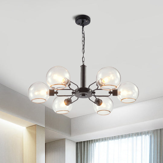 Modern Globe Chandelier: Black/Gold/White | 3/6 Light Pendant for Living Room